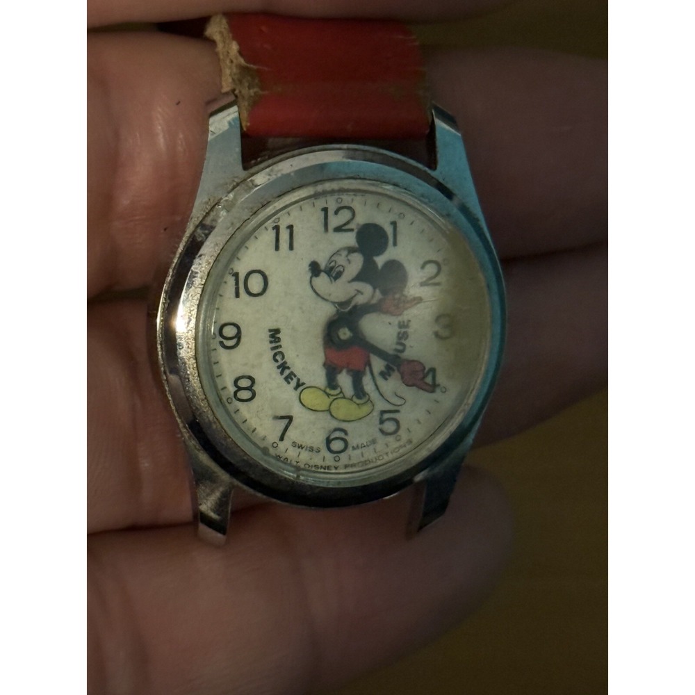 Vintage Swiss MICKEY MOUSE Red Hands Swiss Made Watch,‎ For Parts